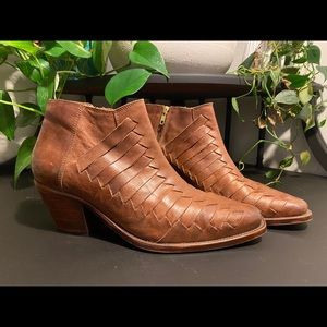 Free People Western Booties in Brown Leather
